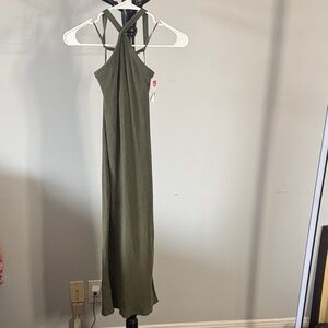 Elegant Olive Green Halter Maxi Dress